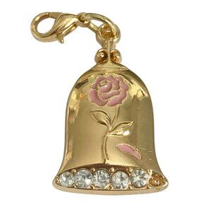 Disney Beauty & The Beast Enchanted Rose Charm Bell Princess Belle Zipper Pull
